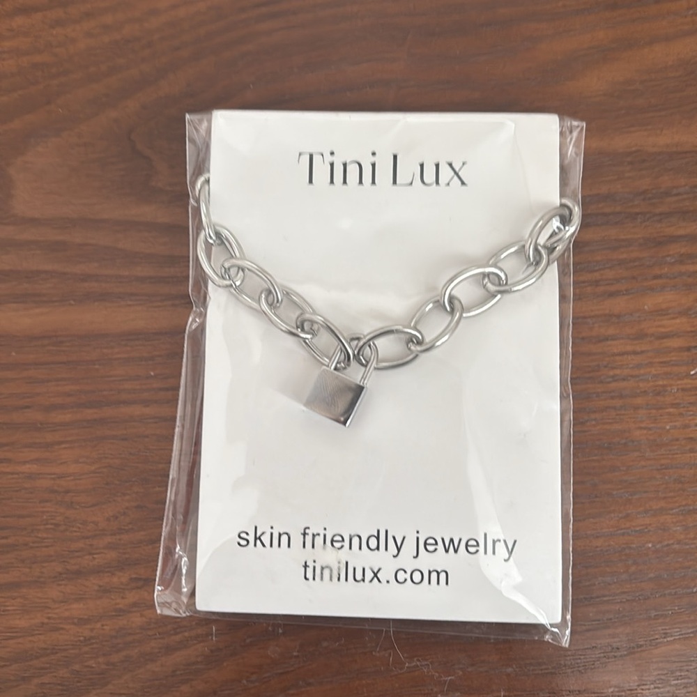 Silver Chain Necklace with Padlock Pendant